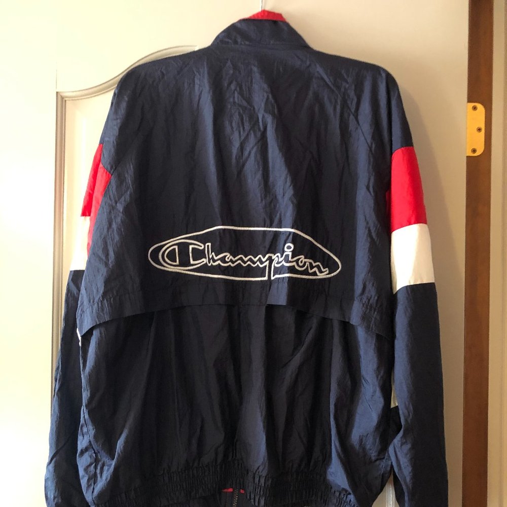 Champion Blue Red 1996 Atlanta Olympics USA Athletic Zip Windbreaker Jacket L - Picture 8 of 14